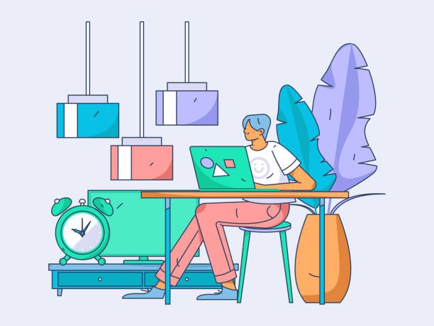 Freelancer working at a laptop in a cozy home office, illustrating The Async Advantage and remote work flexibility
