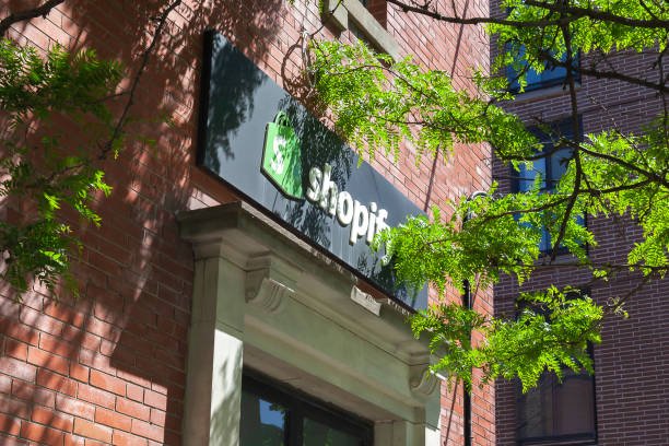 Shopify office building with company sign in Toronto, Canada.